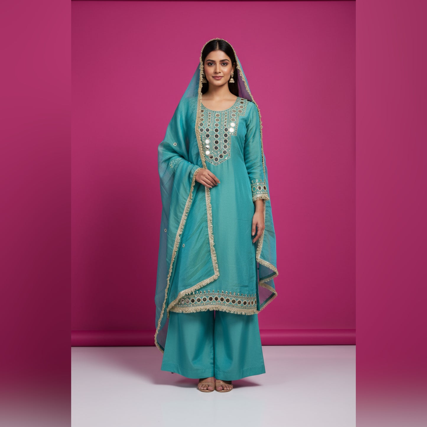 Unstitched Shimmer Tissue Salwar Suit
