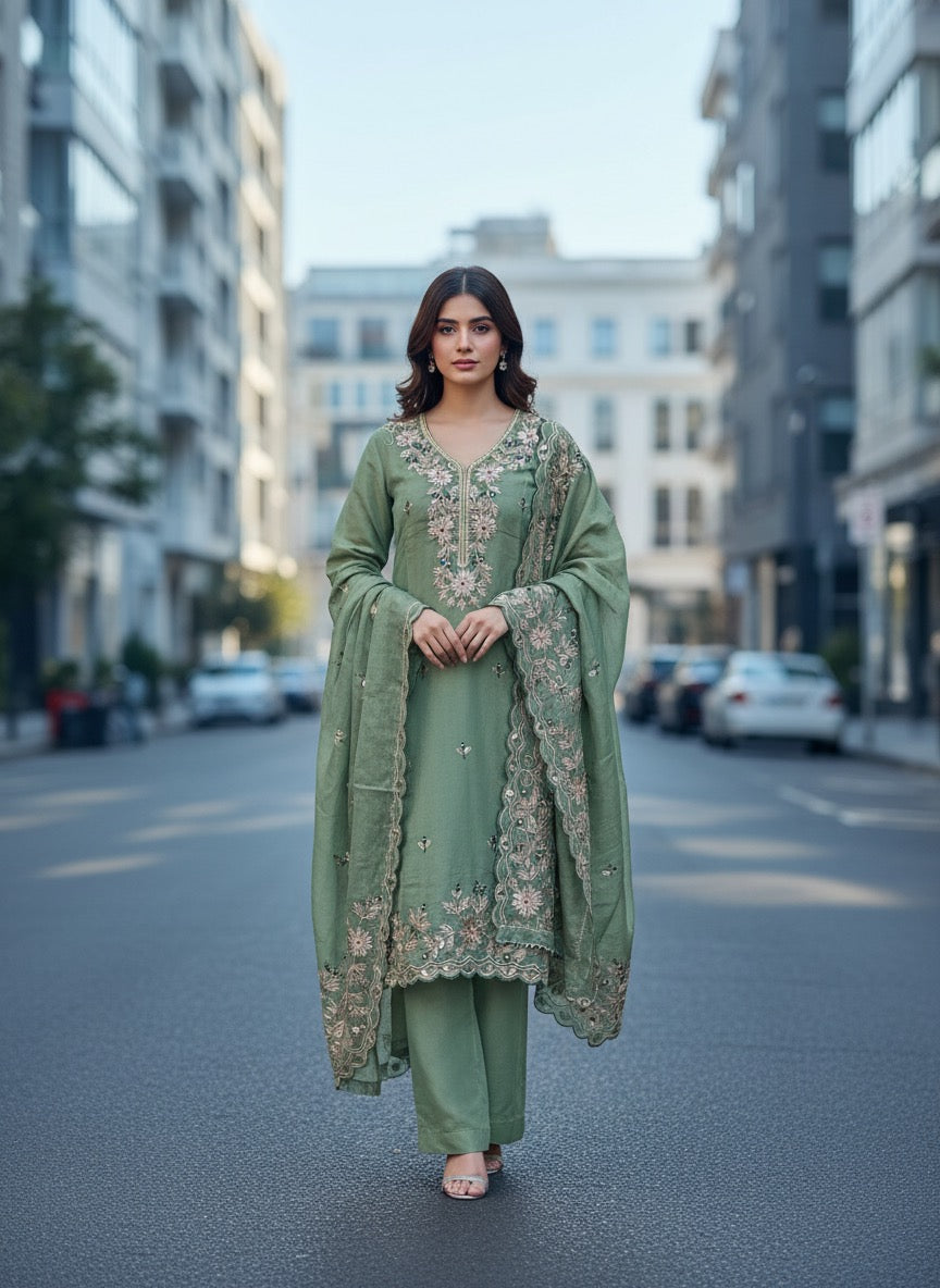 Unstitched Shimmer Tissue Salwar Dupatta