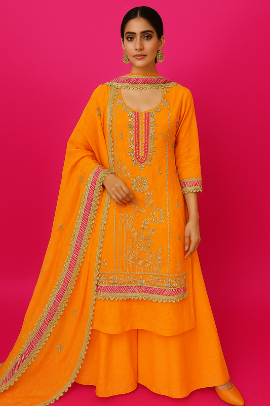 Unstitched Mul Chanderi Salwar Suit