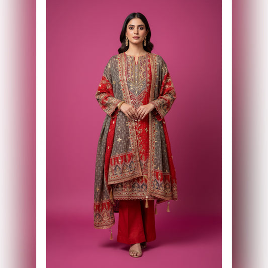 Unstitched Glass Organza Salwar Kameez
