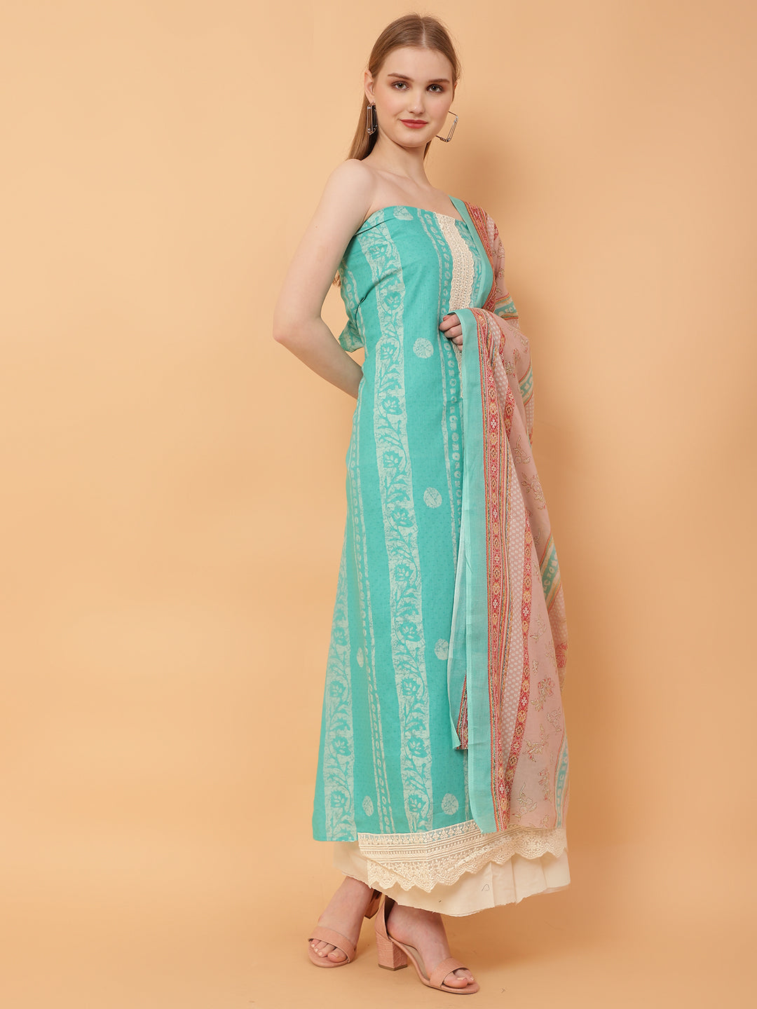 Unstitched Cotton Print Suit