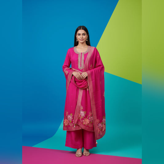 Unstitched Jaquard Organza Salwar Suit