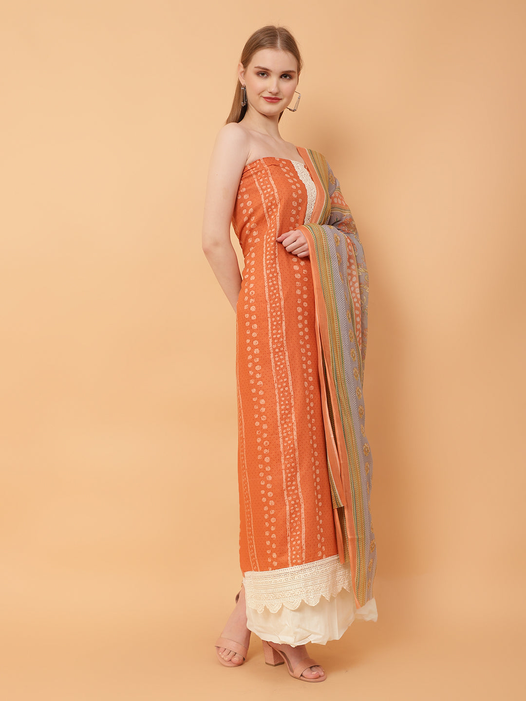 Unstitched Cotton Print Suit