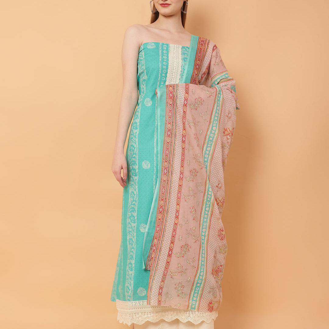 Unstitched Cotton Print Suit