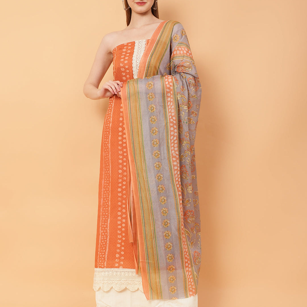Unstitched Cotton Print Suit