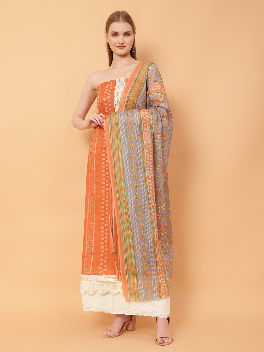 Unstitched Cotton Print Suit