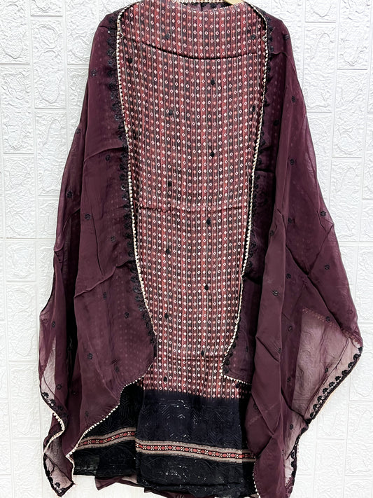 Digital Print Organza Suit