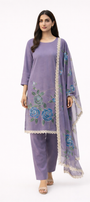 Unstitched Organza Brush Print Salwar Suit