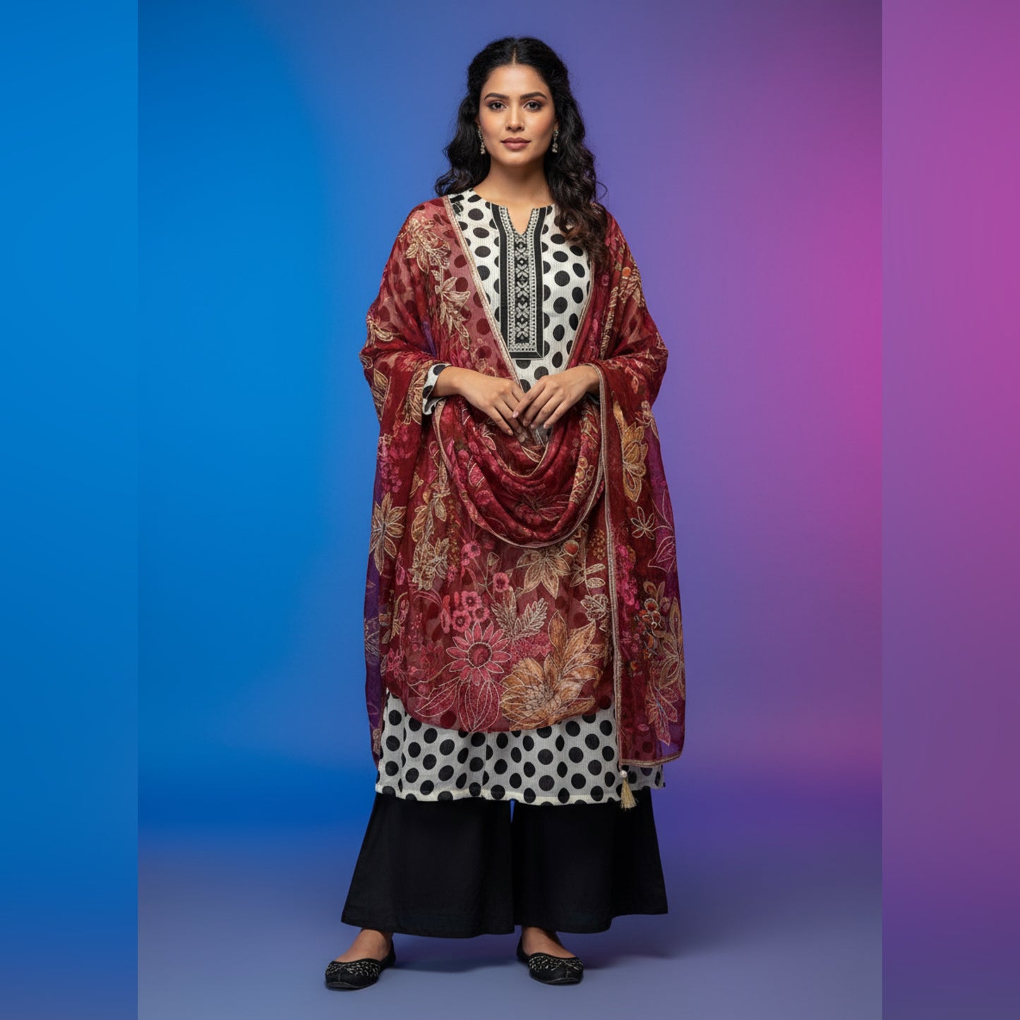 Unstitched Glass Organza Salwar Suit