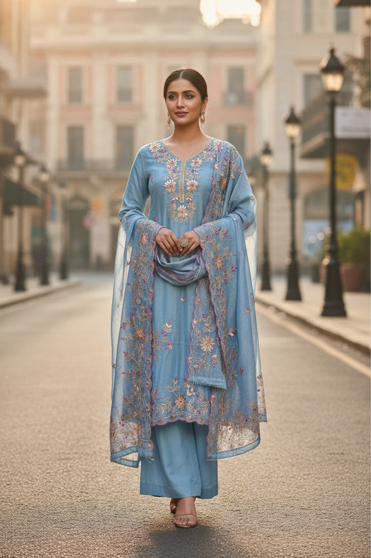 Unstitched Shimmer Tissue Salwar Suit