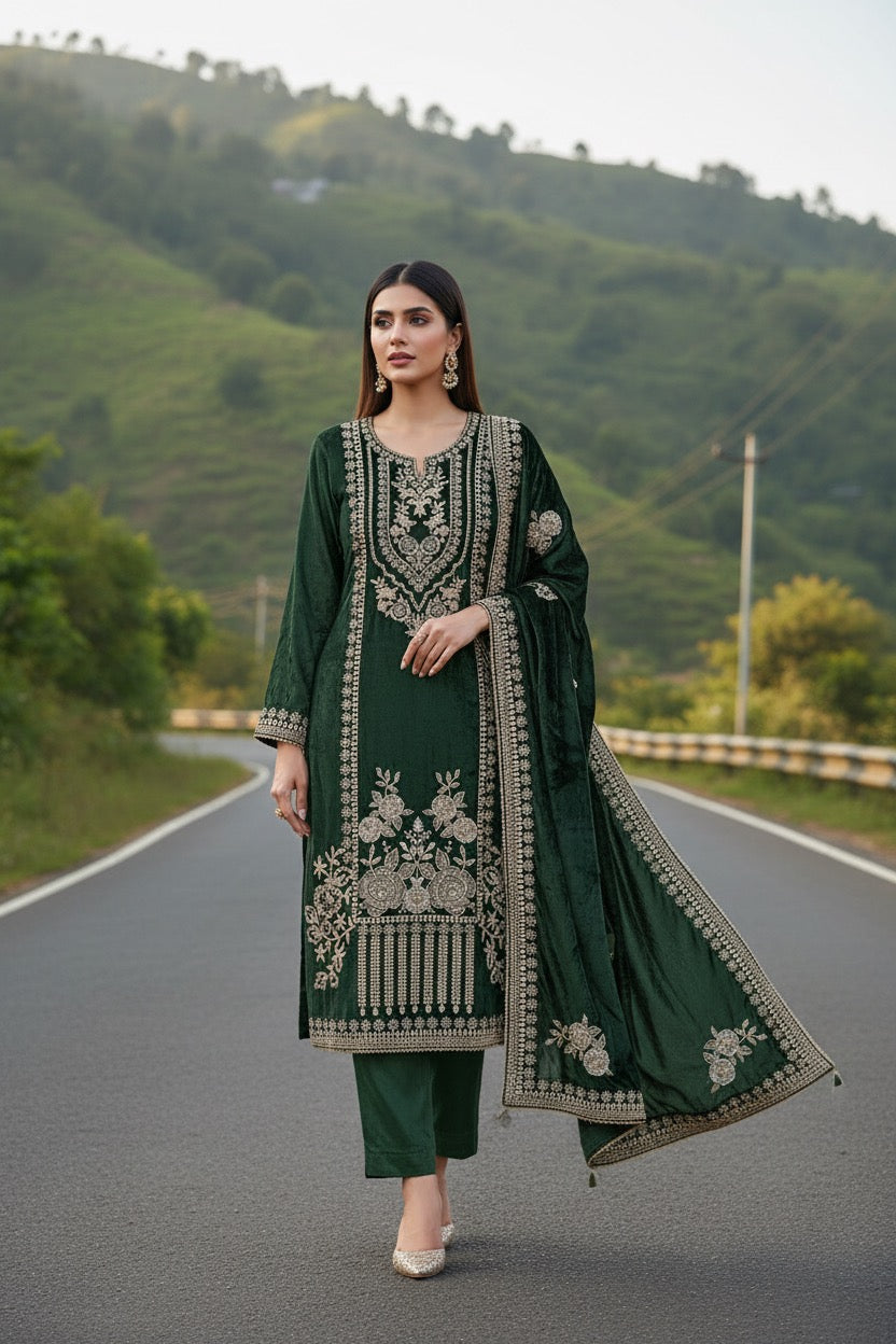 Unstitched Makhmal Velvet Salwar Suit