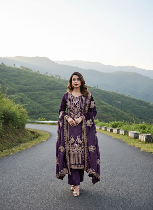 Unstitched Makhmal Velvet Salwar Suit