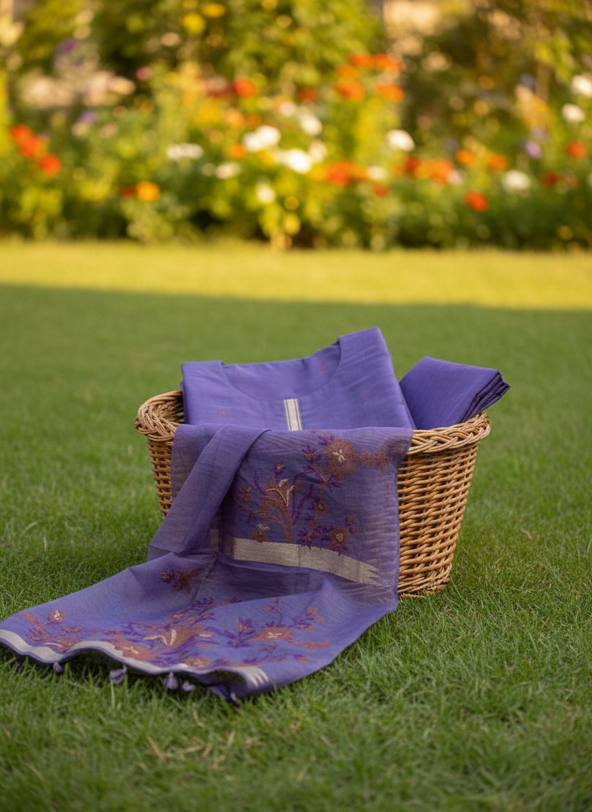 Unstitched Cotton Jamdani Weaving Salwar Suit