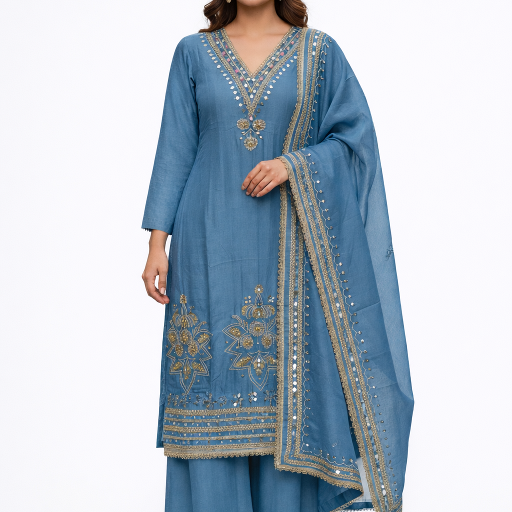 Unstitched Shimmer Tissue Salwar Suit