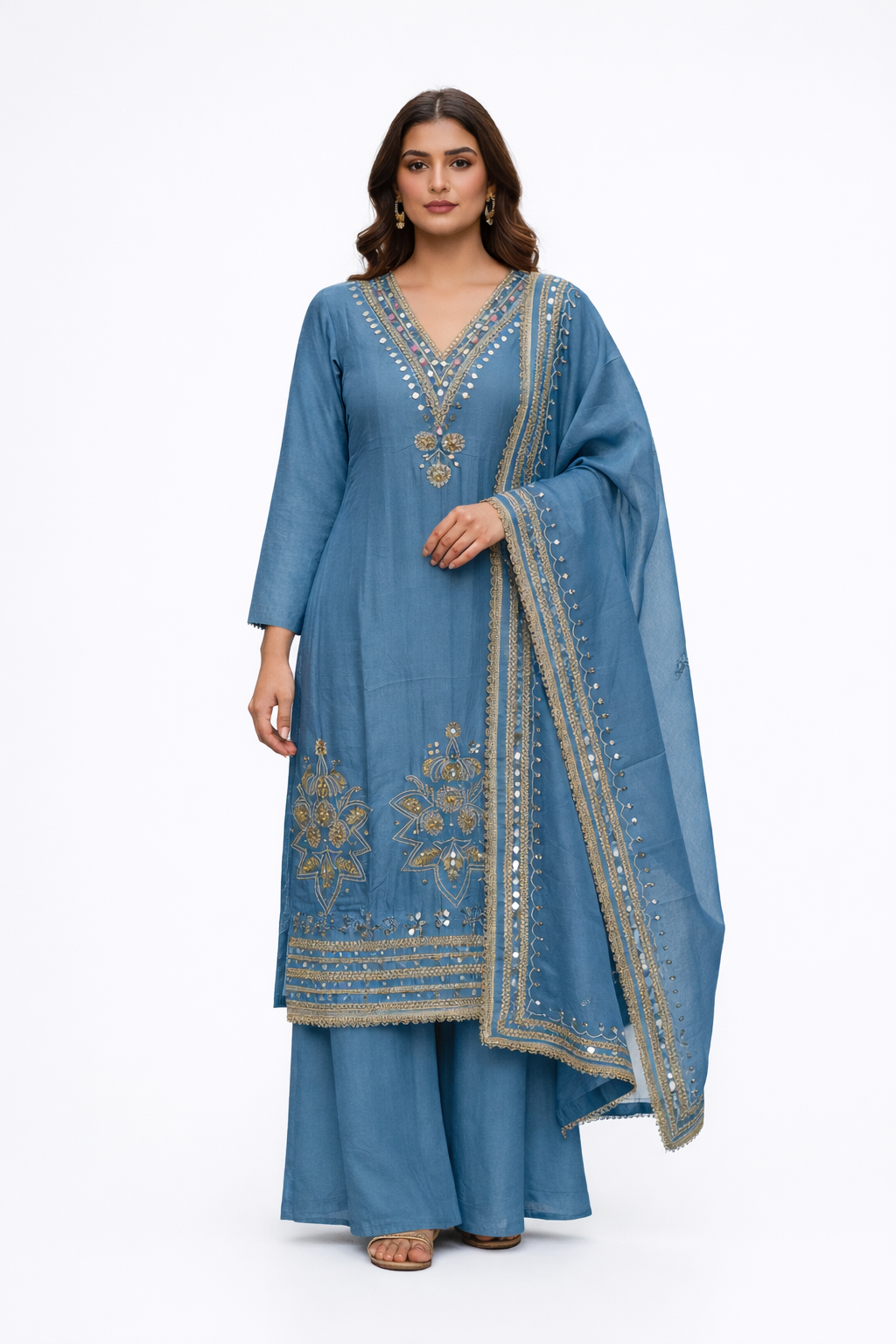 Unstitched Shimmer Tissue Salwar Suit