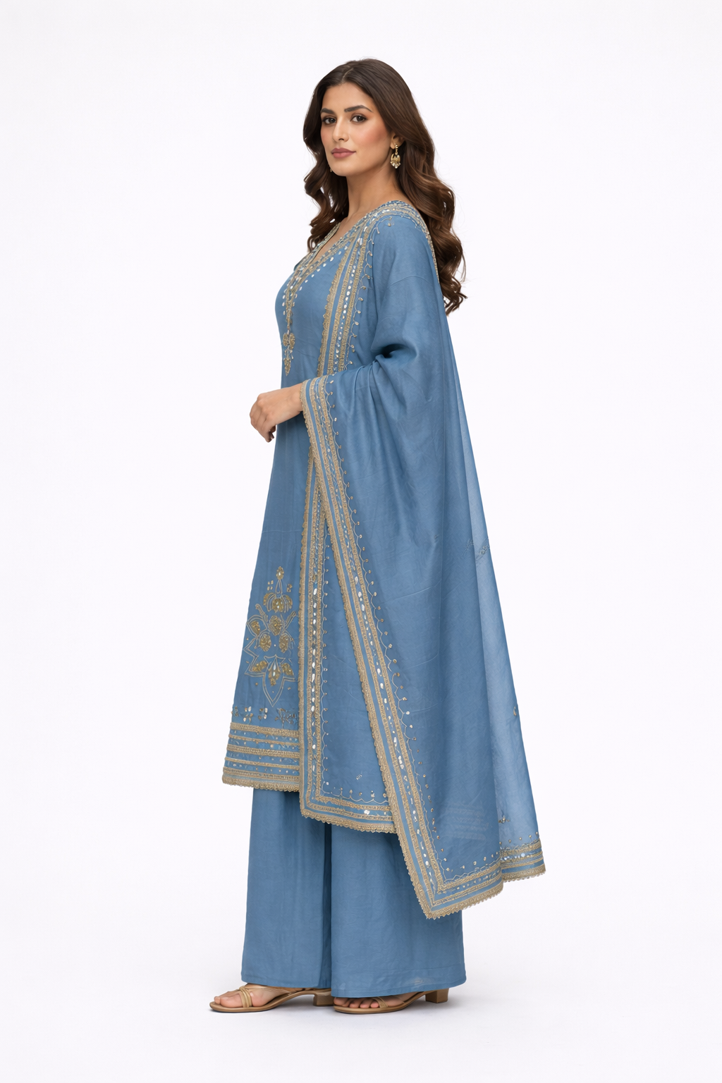 Unstitched Shimmer Tissue Salwar Suit