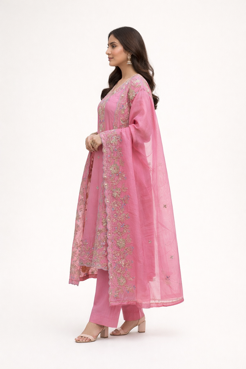 Unstitched Shimmer Tissue Salwar Suit