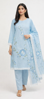 Unstitched Brush Print Organza Salwar Suit