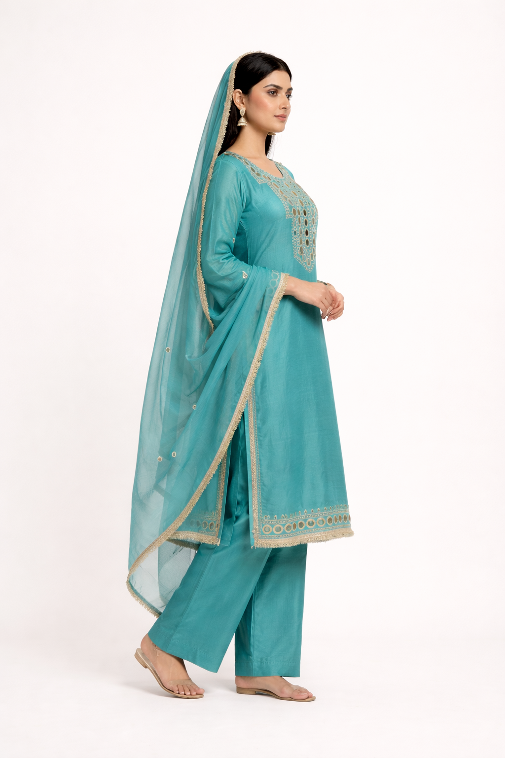 Unstitched Shimmer Tissue Salwar Suit