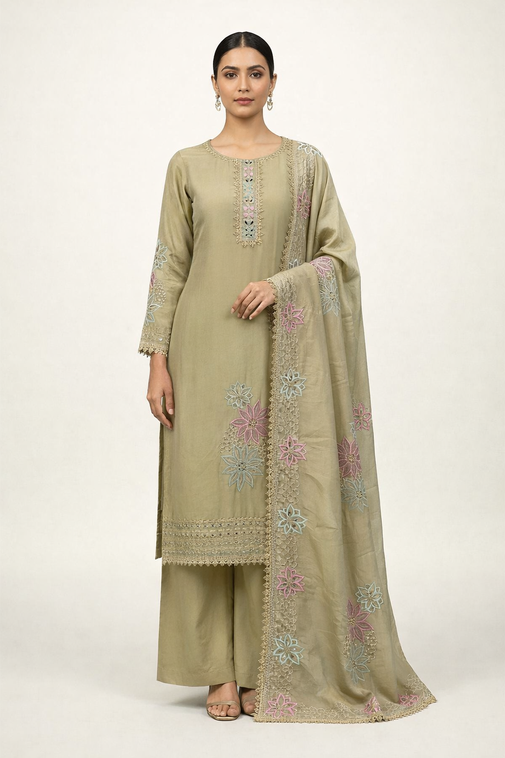 Unstitched Shimmer Tissue Salwar Suit