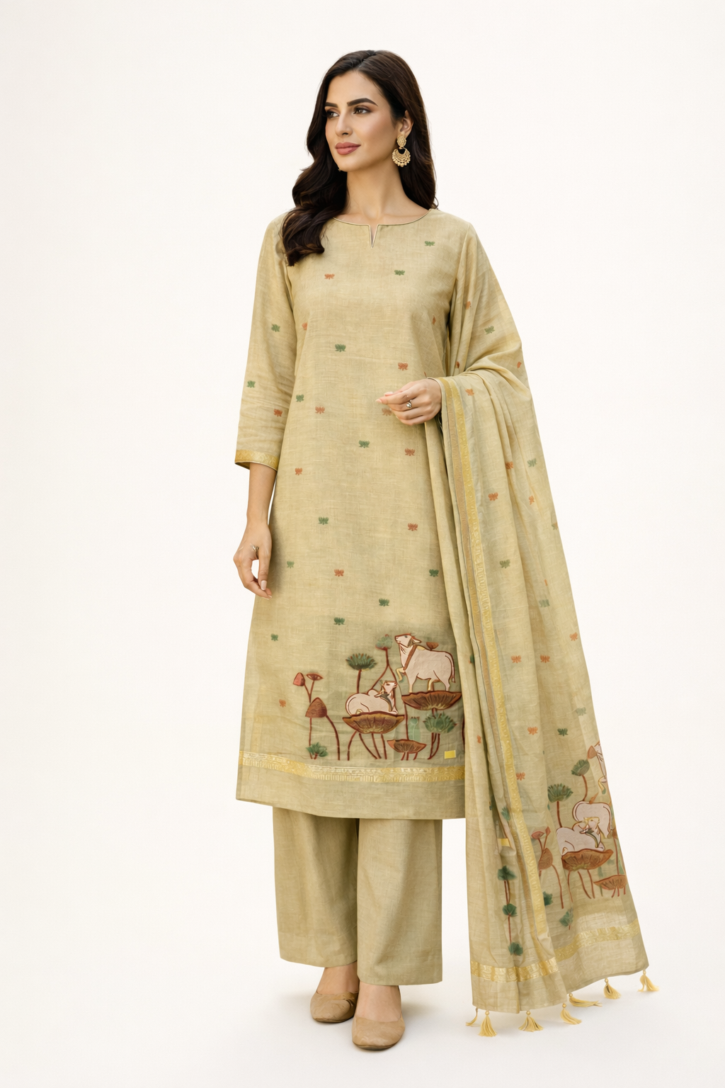 Unstitched Cotton Jamdani Weaving Salwar Suit