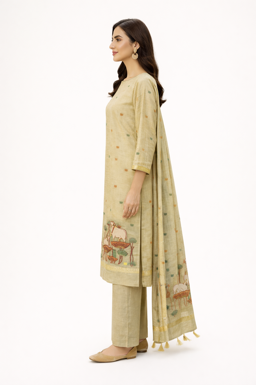 Unstitched Cotton Jamdani Weaving Salwar Suit