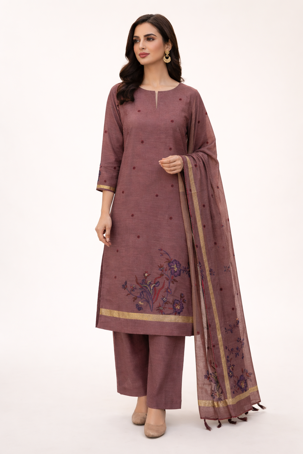 Unstitched Cotton Jamdani Weaving Salwar Suit