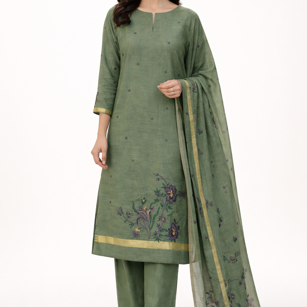 Unstitched Cotton Jamdani Weaving Salwar Suit