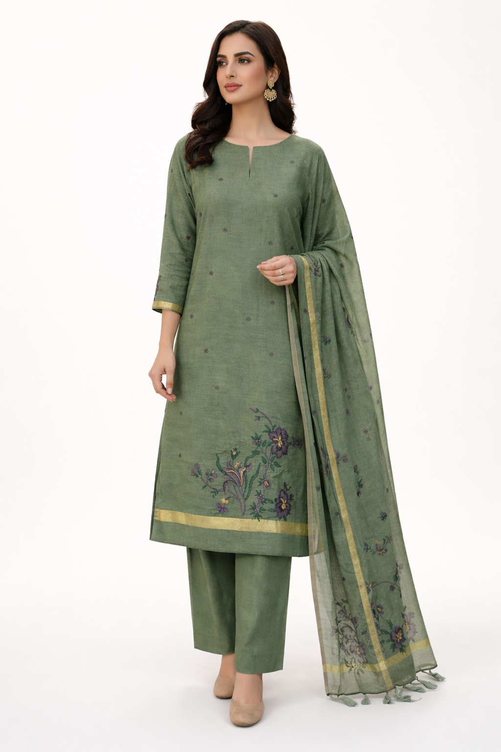 Unstitched Cotton Jamdani Weaving Salwar Suit