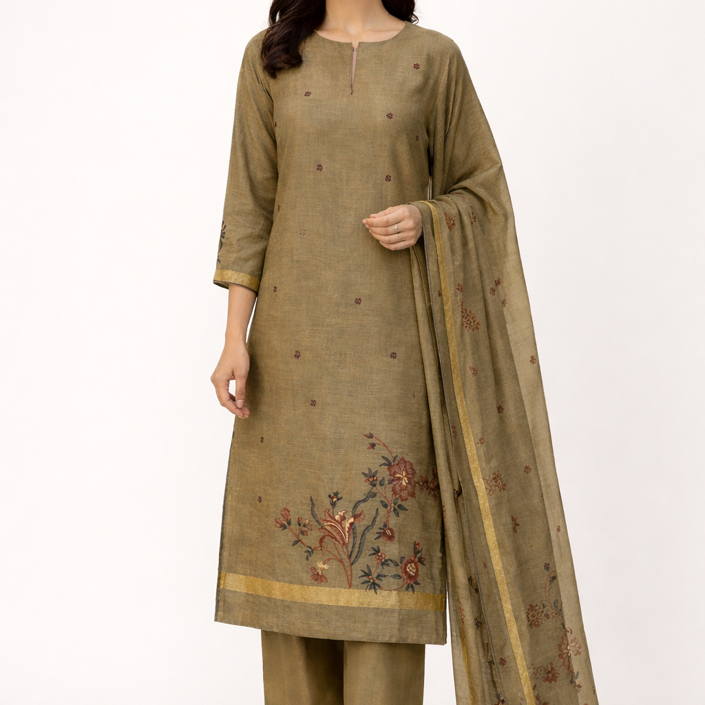 Unstitched Cotton Jamdani Weaving Salwar Suit
