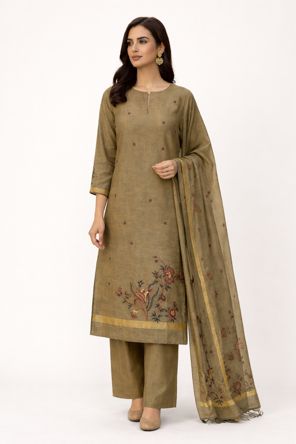 Unstitched Cotton Jamdani Weaving Salwar Suit