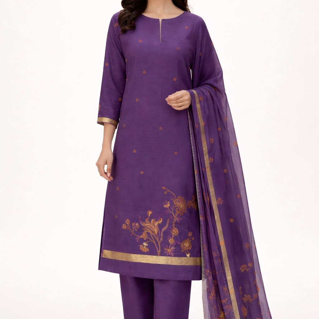 Unstitched Cotton Jamdani Weaving Salwar Suit