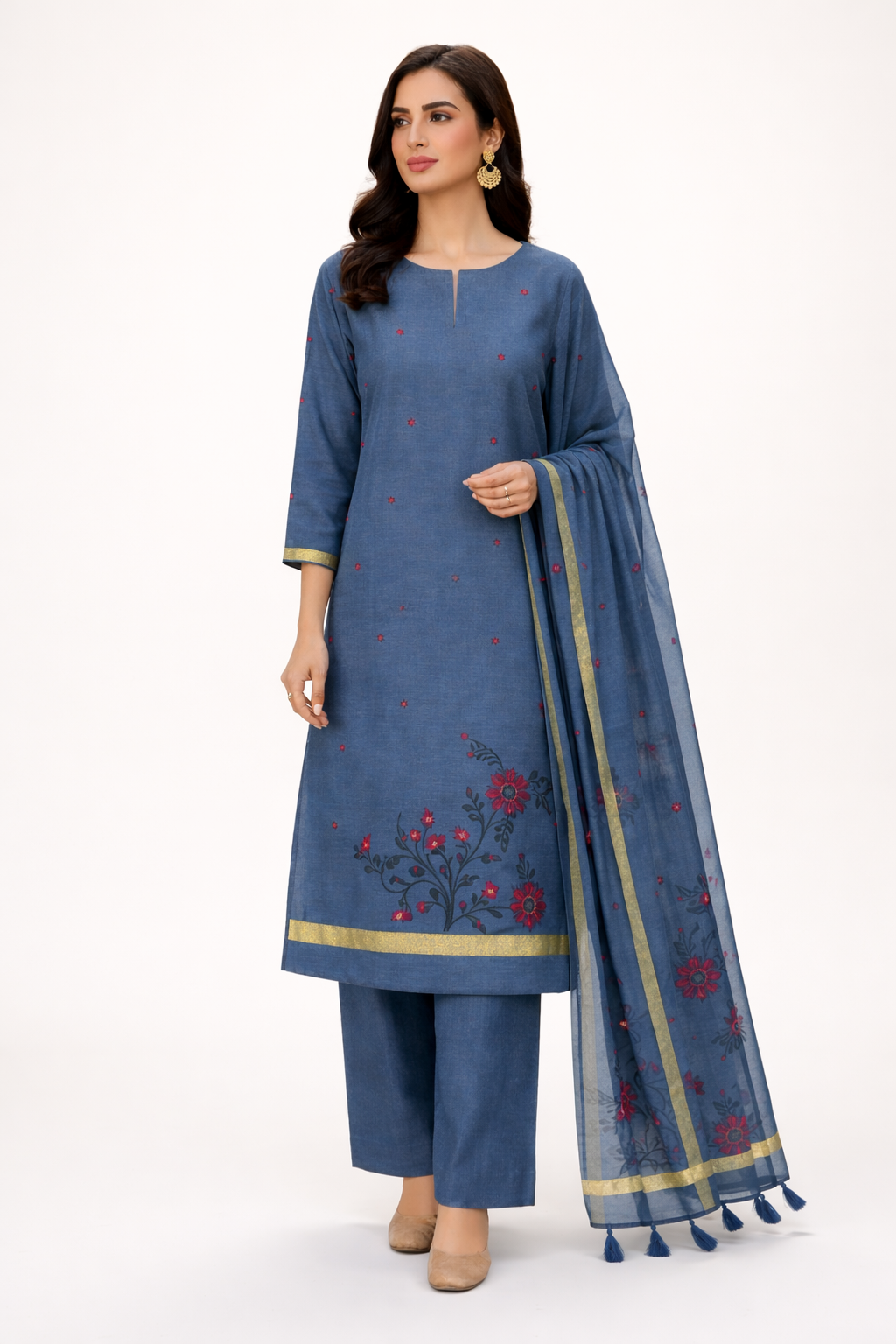 Unstitched Cotton Jamdani Weaving Suit