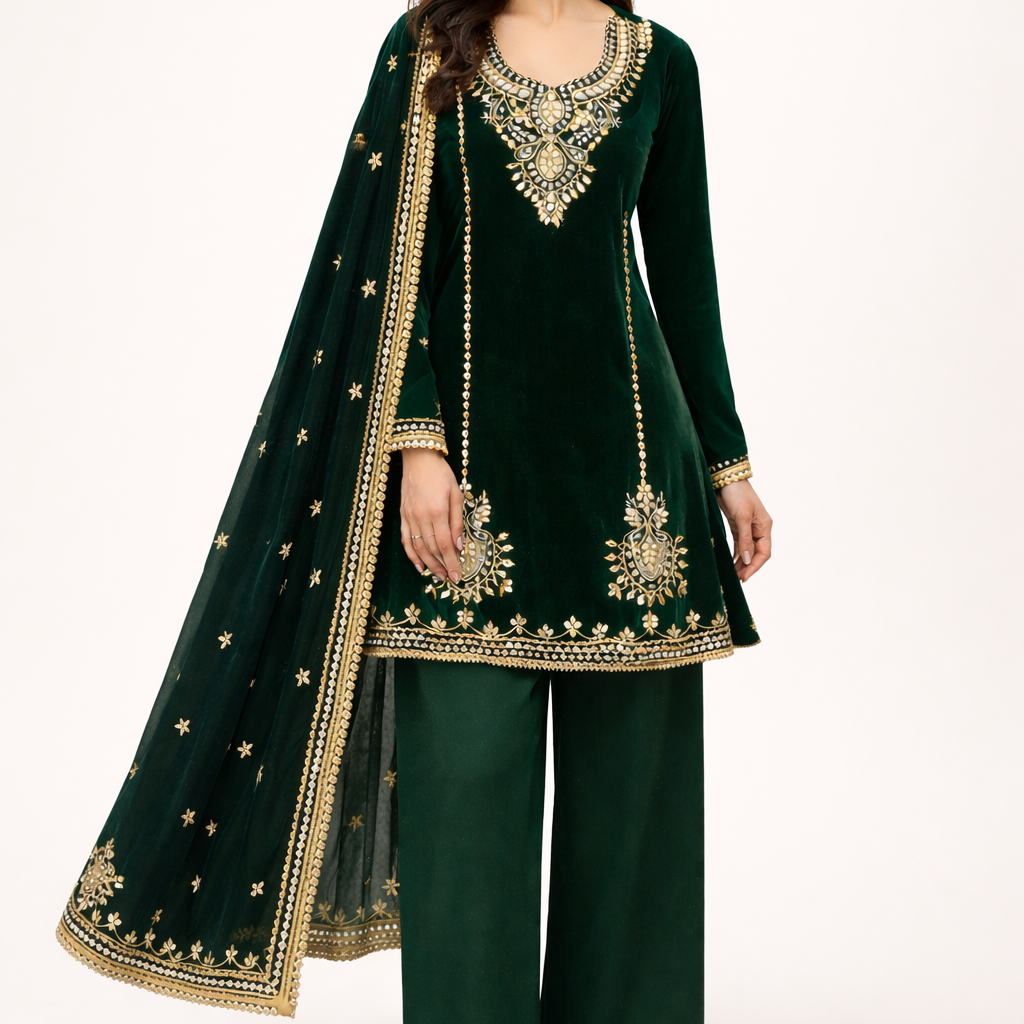 Unstitched Velvet Salwar Suit