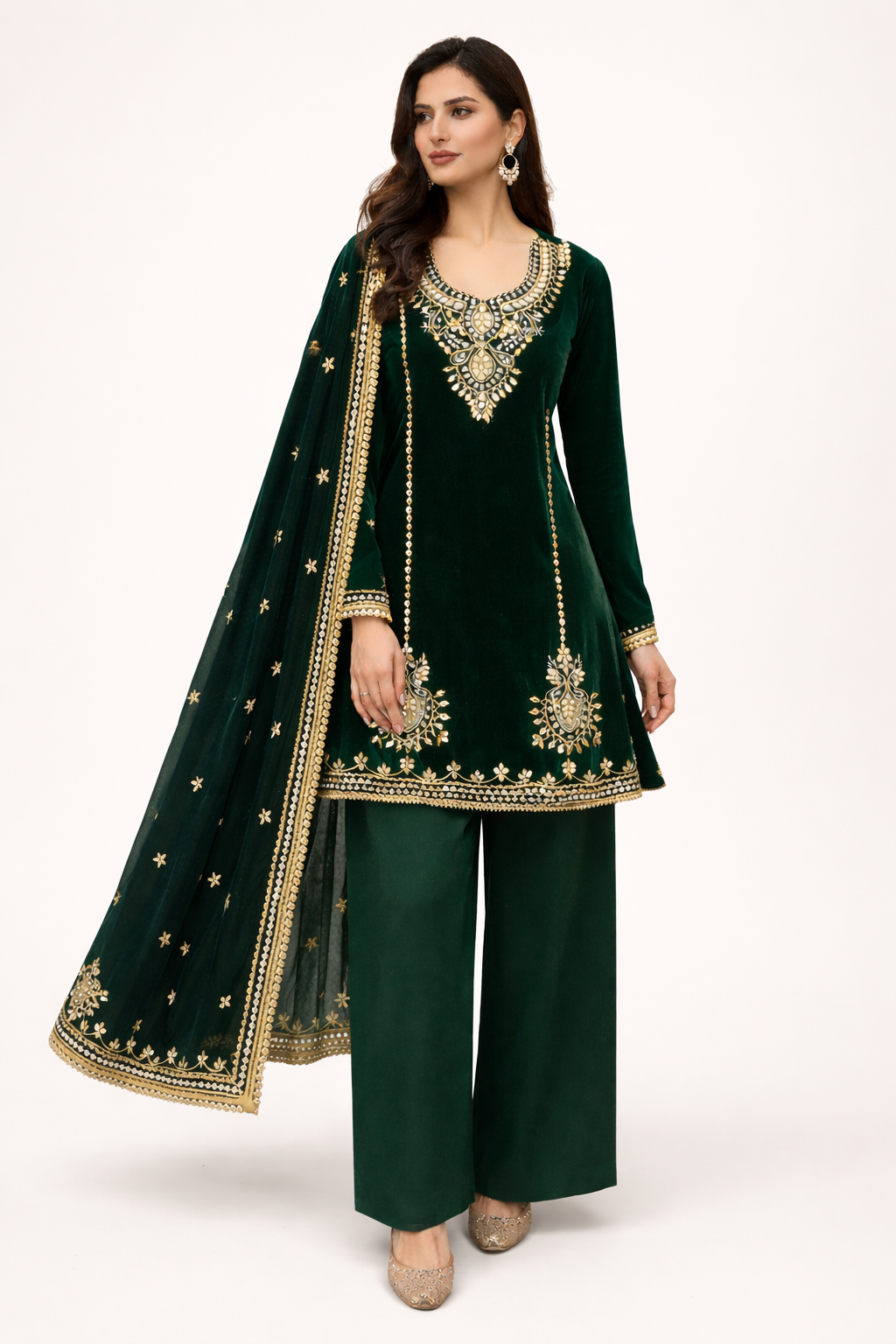 Unstitched Velvet Salwar Suit