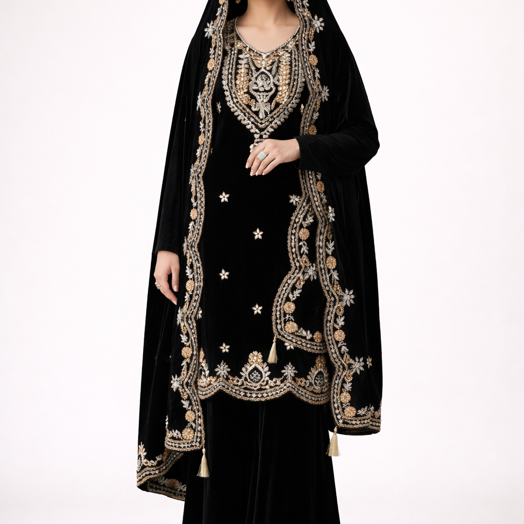 Unstitched Velvet Salwar Suit