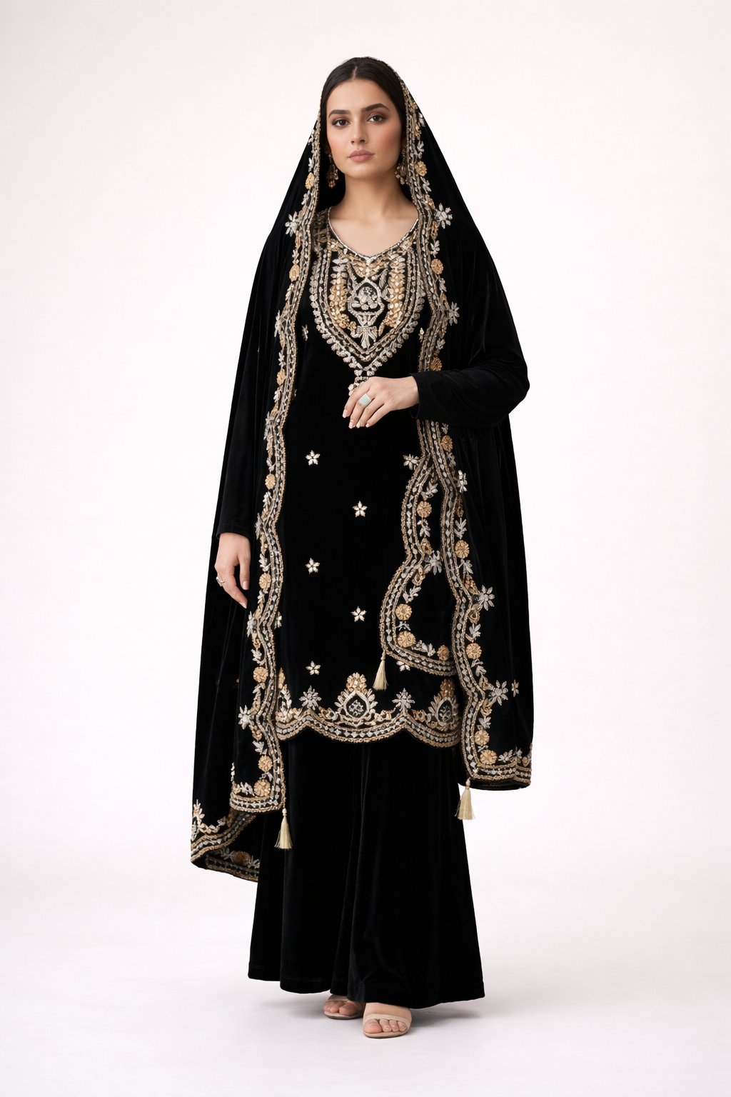 Unstitched Velvet Salwar Suit