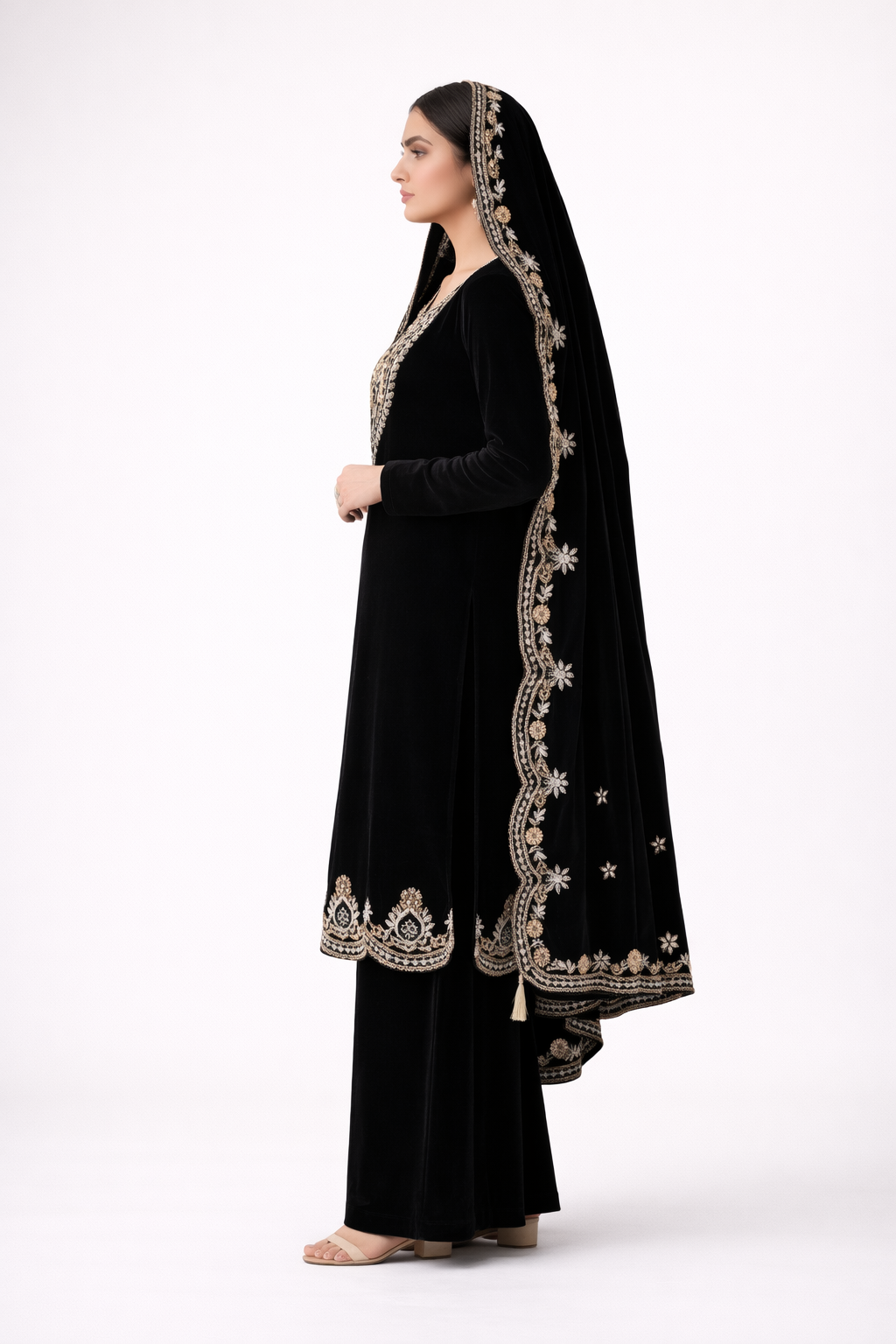 Unstitched Velvet Salwar Suit