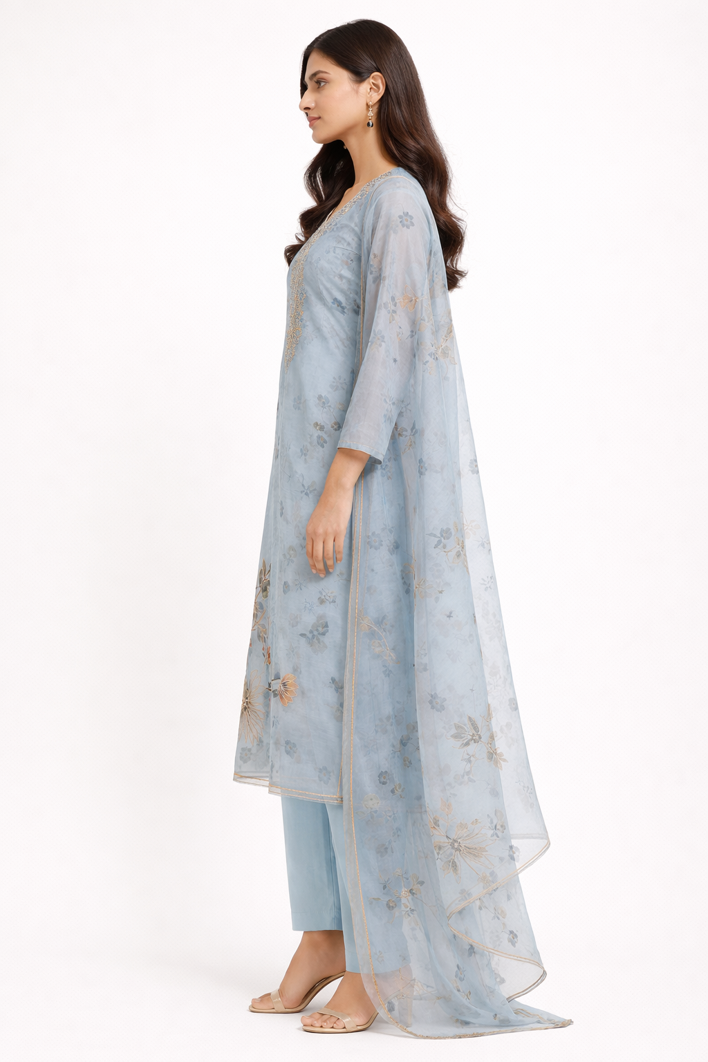 Unstitched Glass Organza Salwar Suit