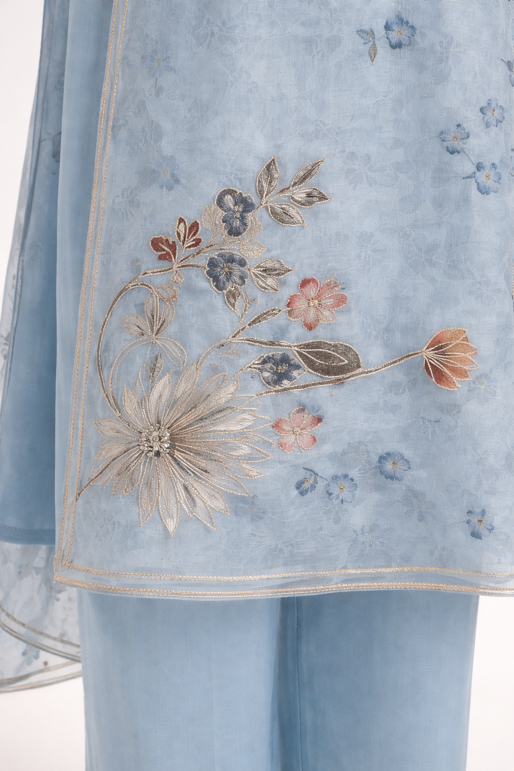 Unstitched Glass Organza Salwar Suit