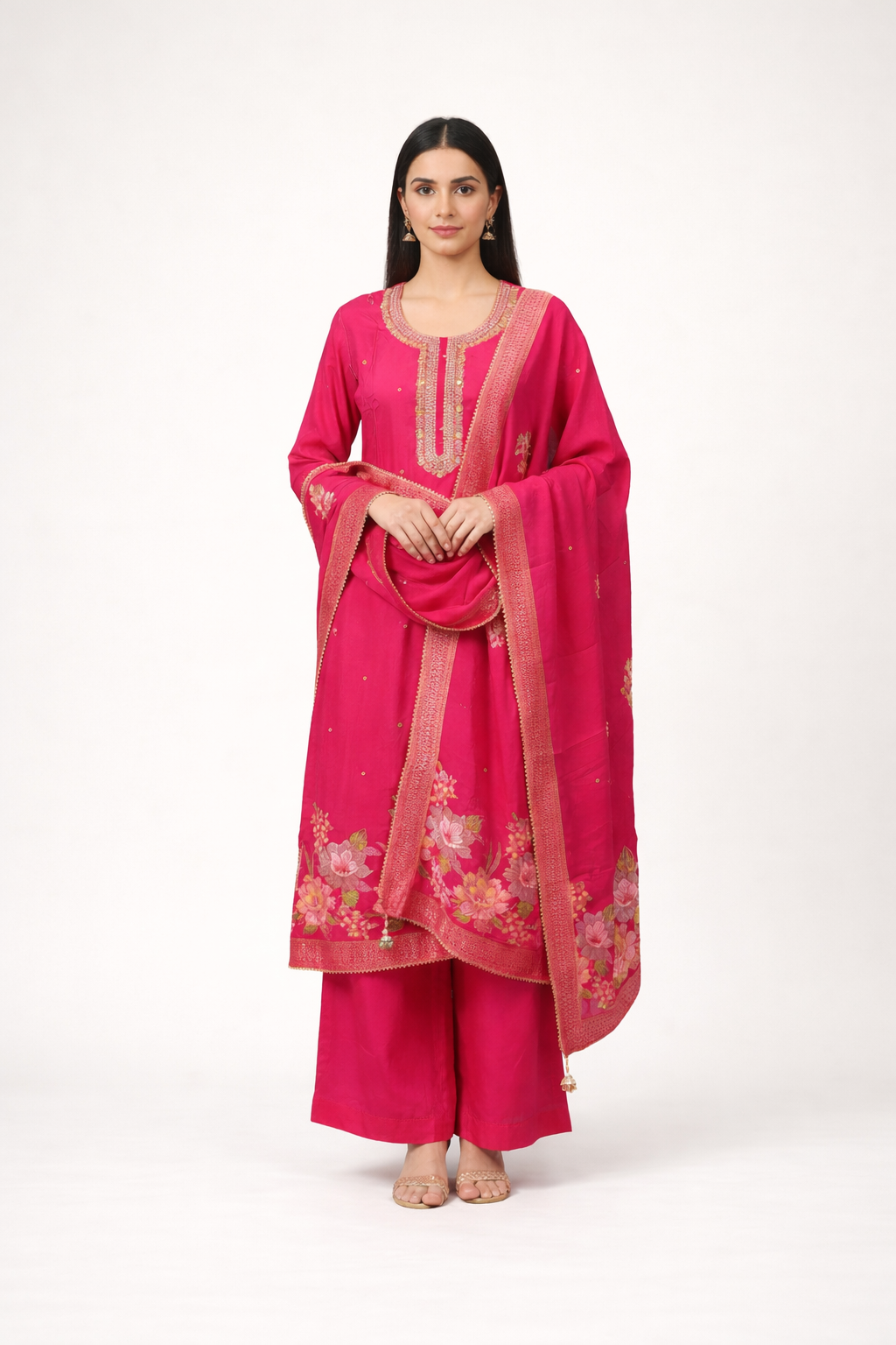 Unstitched Jaquard Organza Salwar Suit