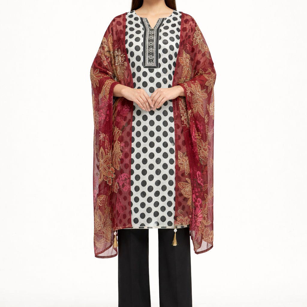 Unstitched Glass Organza Salwar Suit