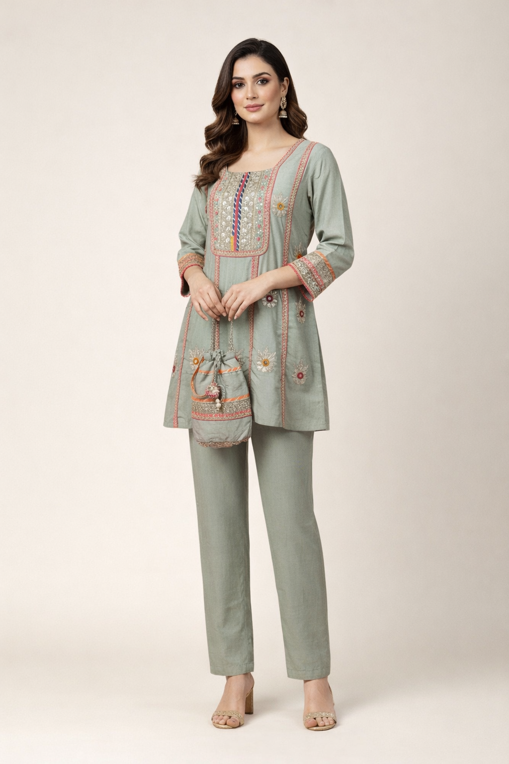 Readymade Shimmer Tissue Co-Ord Set