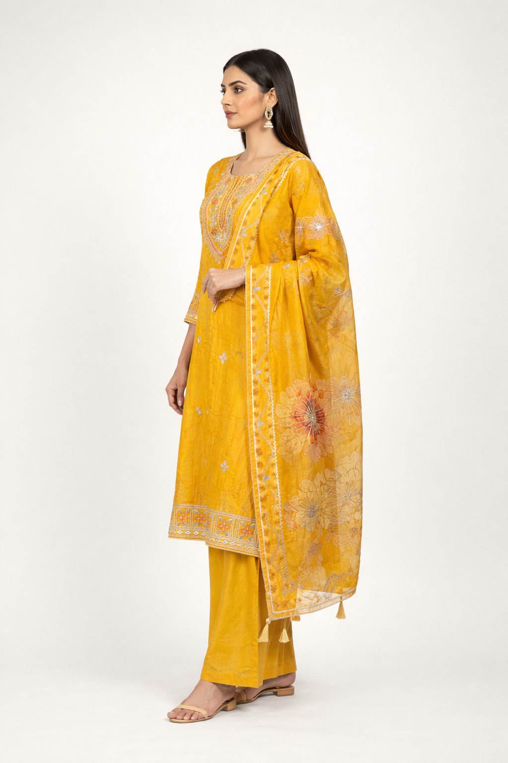 Unstitched Glass Organza Salwar Suit