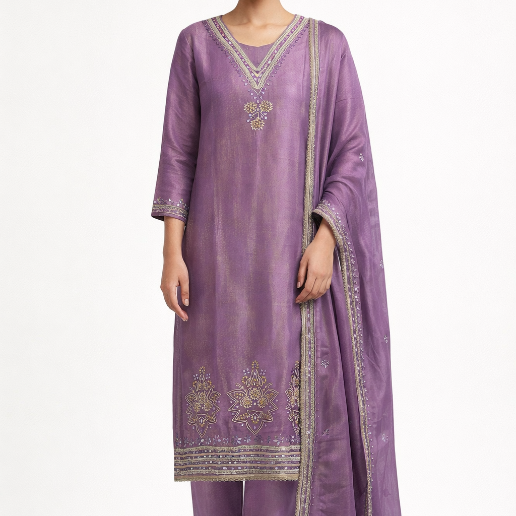 Unstitched Shimmer Tissue Salwar Suit