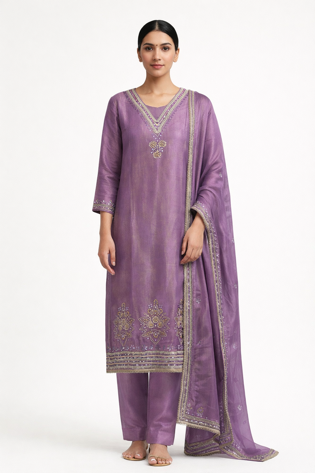 Unstitched Shimmer Tissue Salwar Suit
