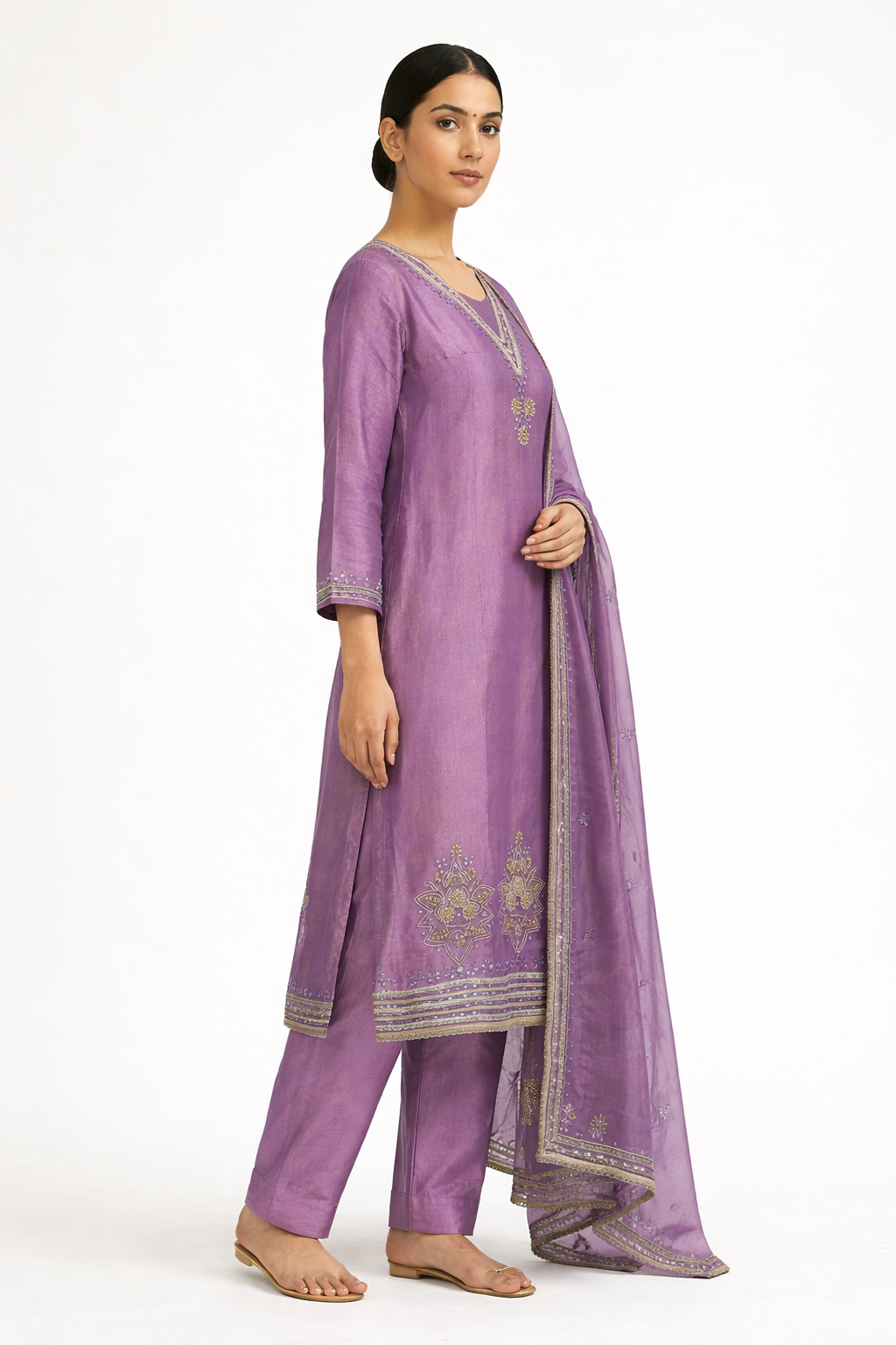 Unstitched Shimmer Tissue Salwar Suit