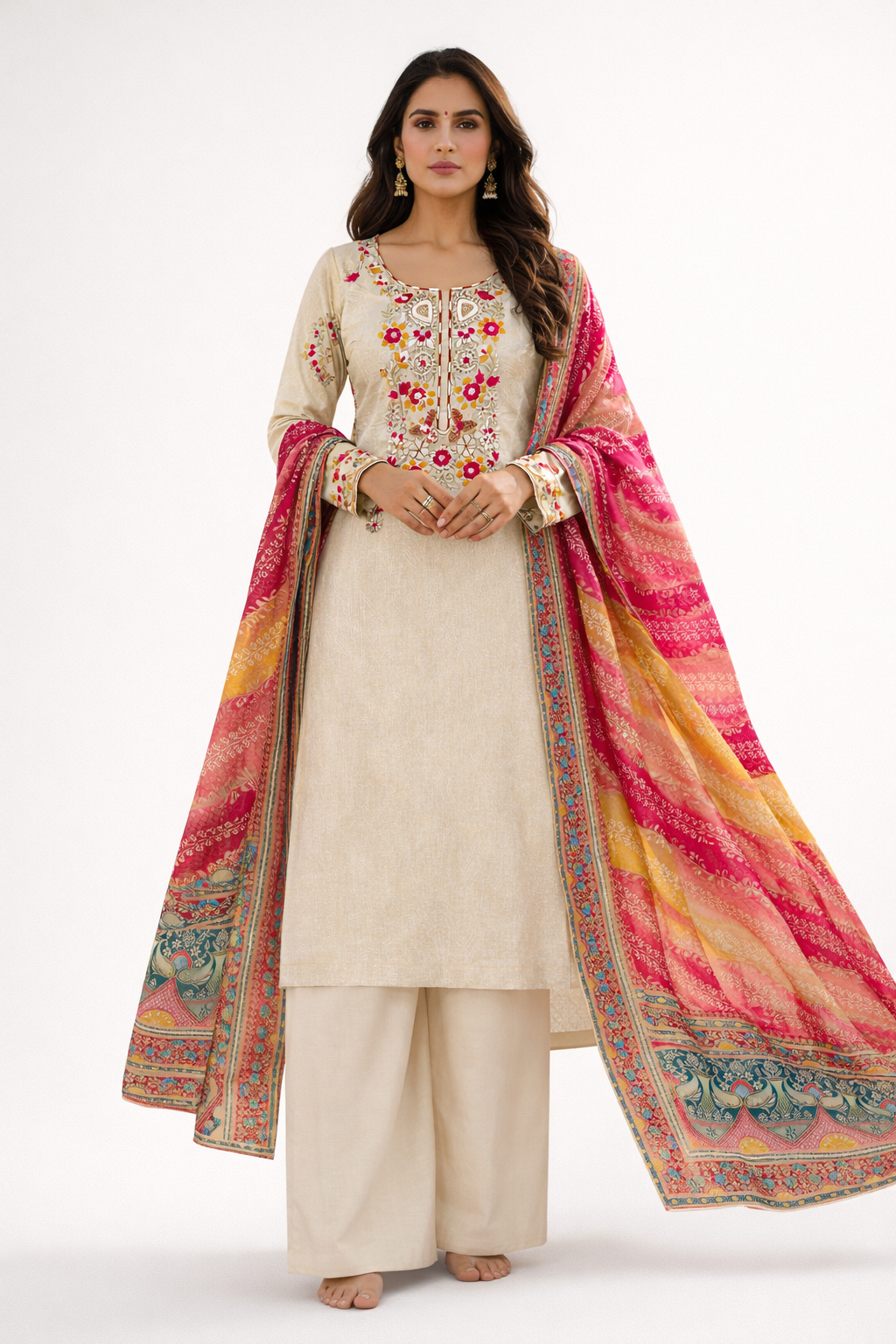 Unstitched Jaquard Tissue Salwar Suit
