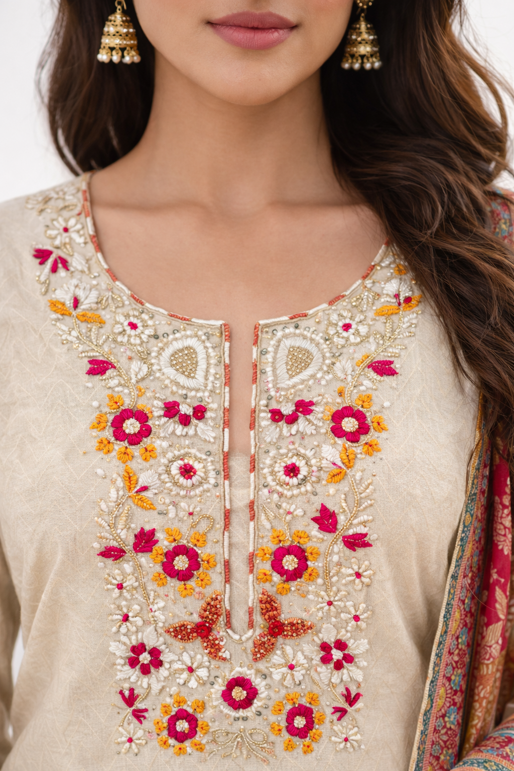 Unstitched Jaquard Tissue Salwar Suit