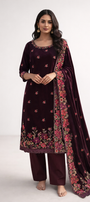 Unstitched Velvet Embroidery Salwar Suit